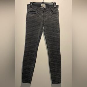 Current/Elliott- The Ankle Skinny Fishnet Printed Jeans Grey Low-Rise- Size 27